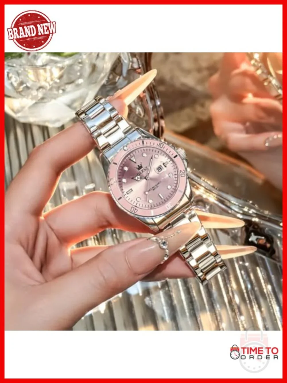 Stainless Steel Analog Quartz Watch with Luminous Day Date
